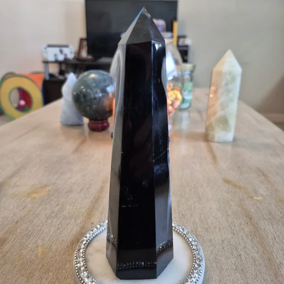Natural Black Banded Sardonyx Crystal Obelisk Tower #2 New